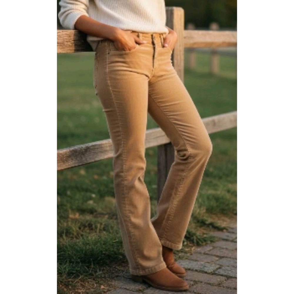 Y2K  Vtg Riders Corduroy‎ Jeans Pants Sz 8 High Rise Straight Tan Brown